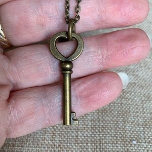 Heart Skeleton key Pendant Necklace 18” Chain New